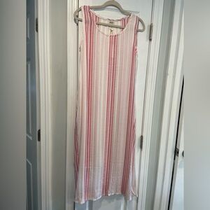 NWT Natural Impressions Size M Pink Metallic Sleeveless Slit Hem Midi Dress